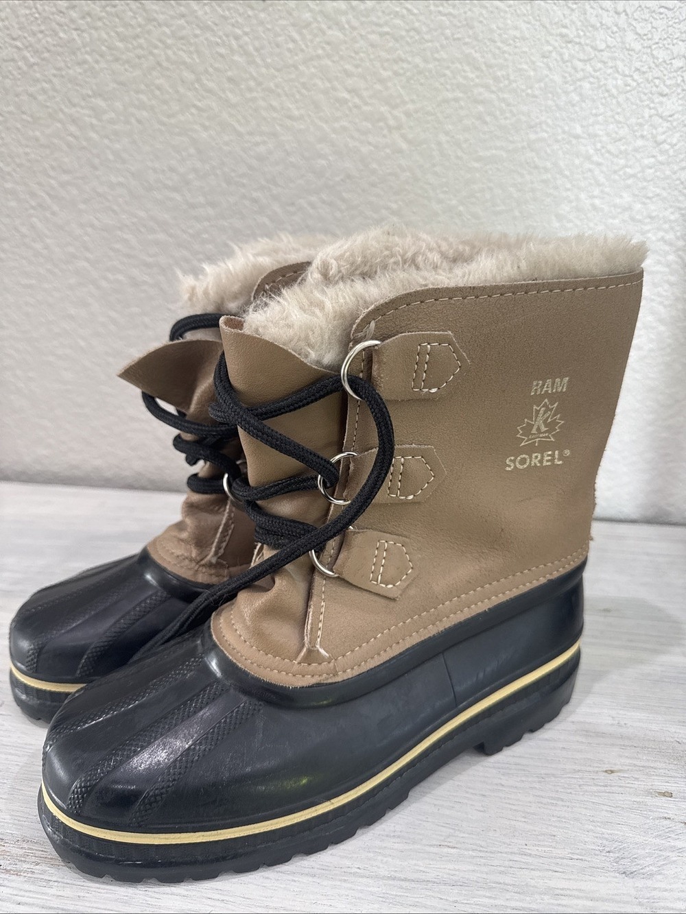 Sorel Caribou Ram Snow Winter Duck Boots Shoes Wool Leather Waterproof Women’s 5
